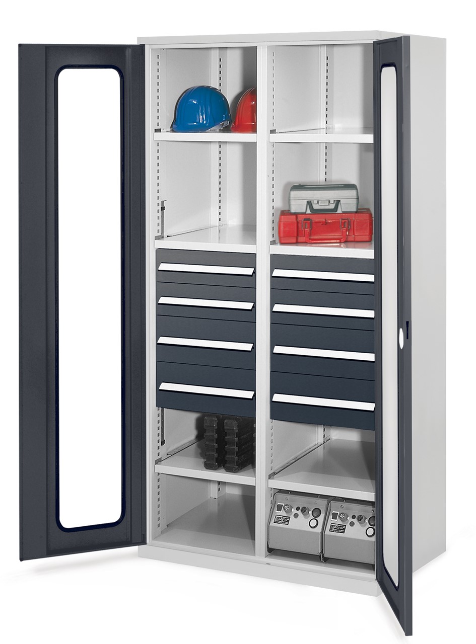Schwerlastschrank 1950x1000x600 mm HxBxT, Sichtfenstertüren