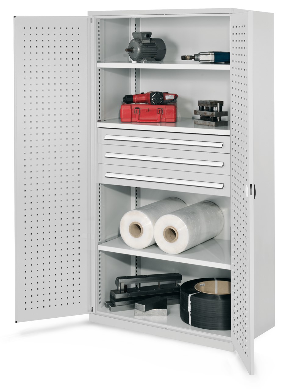 Schwerlastschrank 1950x1000x600 mm HxBxT, Lochplattentüren