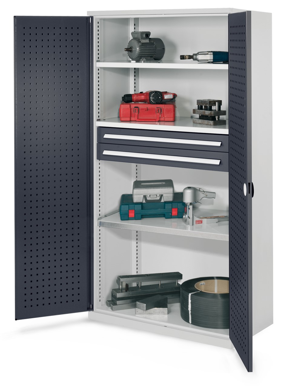 Schwerlastschrank 1950x1000x600 mm HxBxT, Lochplattentüren