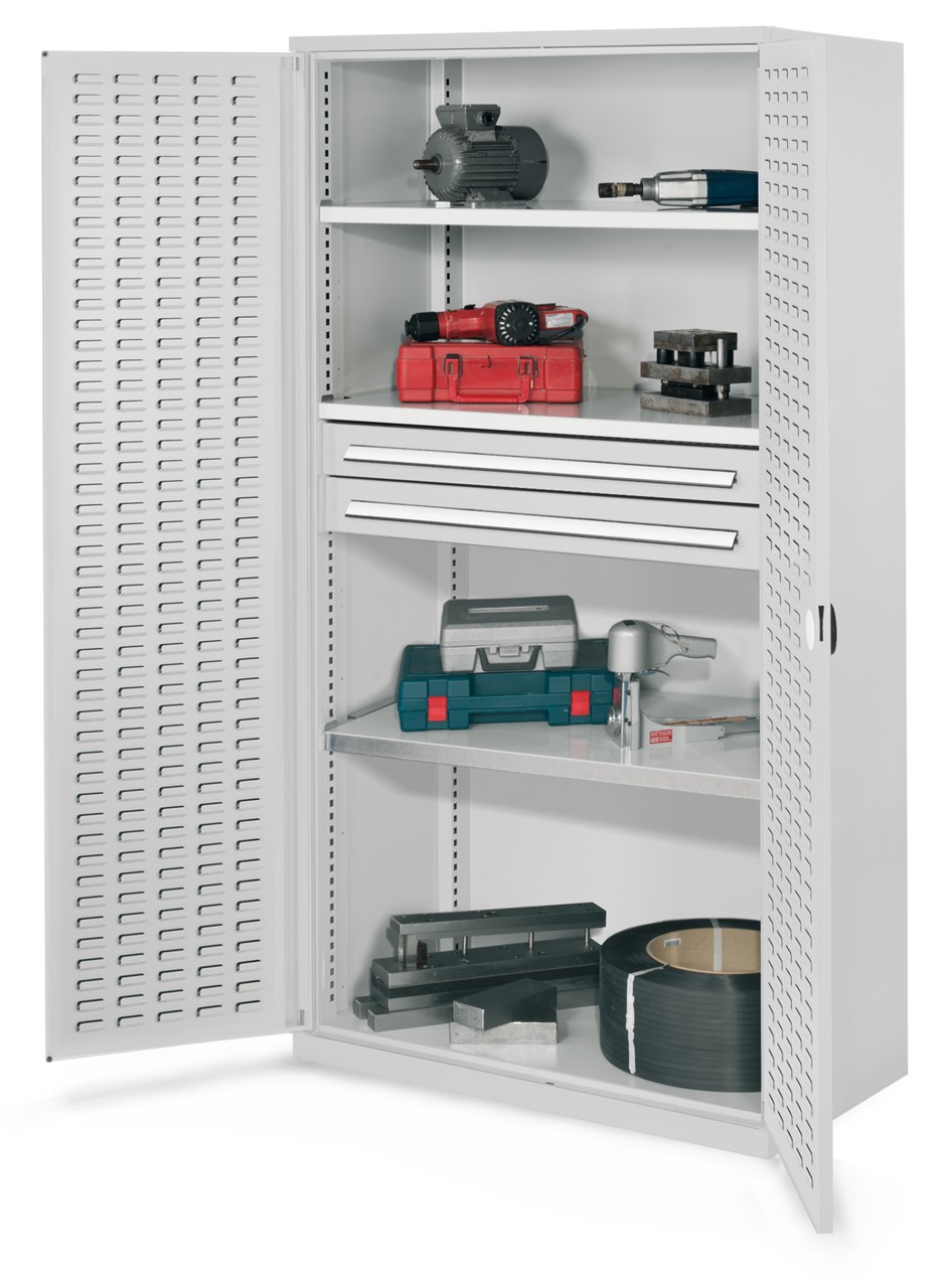 Schwerlastschrank 1950x1000x600 mm HxBxT, Schlitzplattentüren