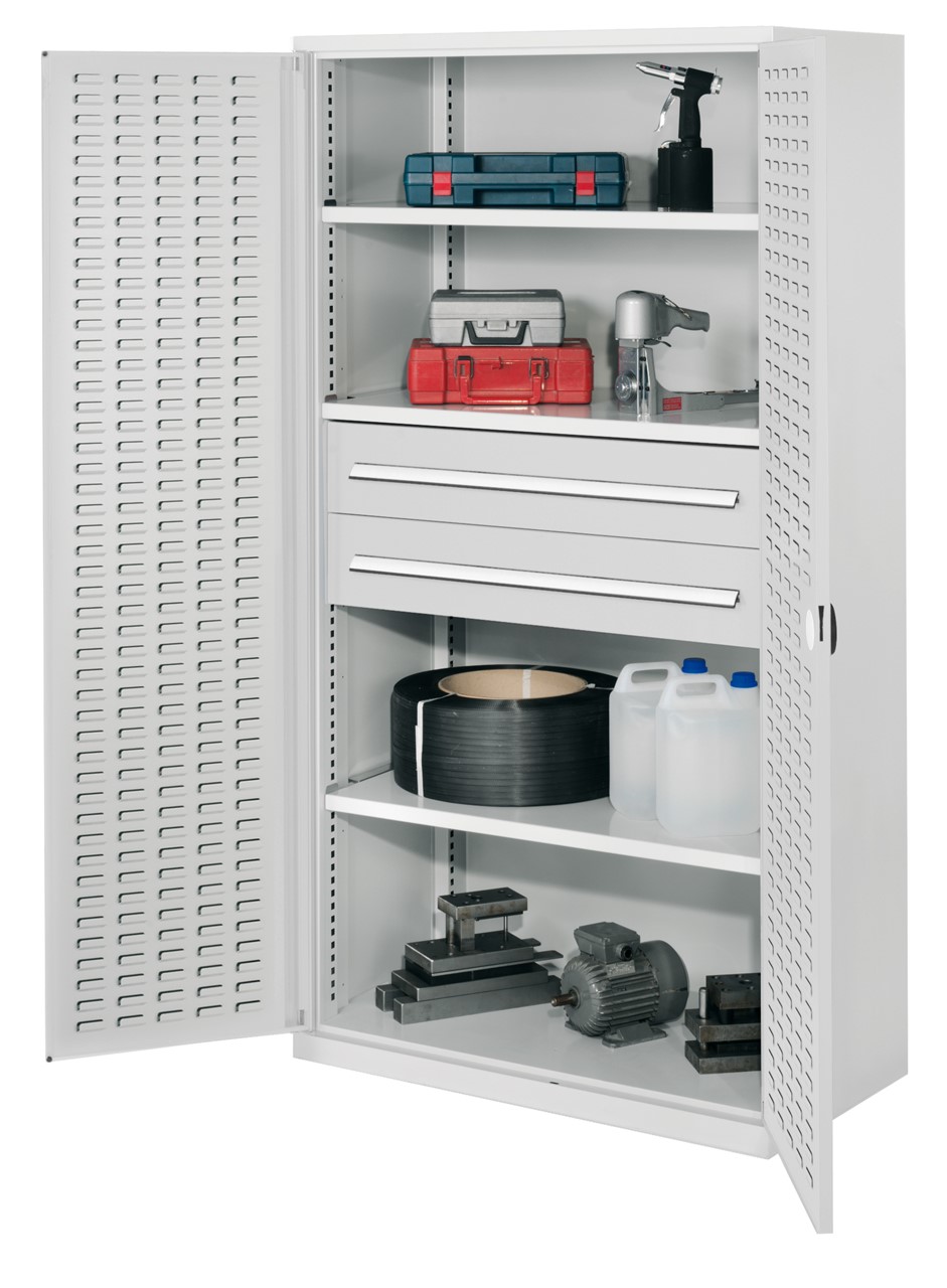 Schwerlastschrank 1950x1000x600 mm HxBxT, Schlitzplattentüren