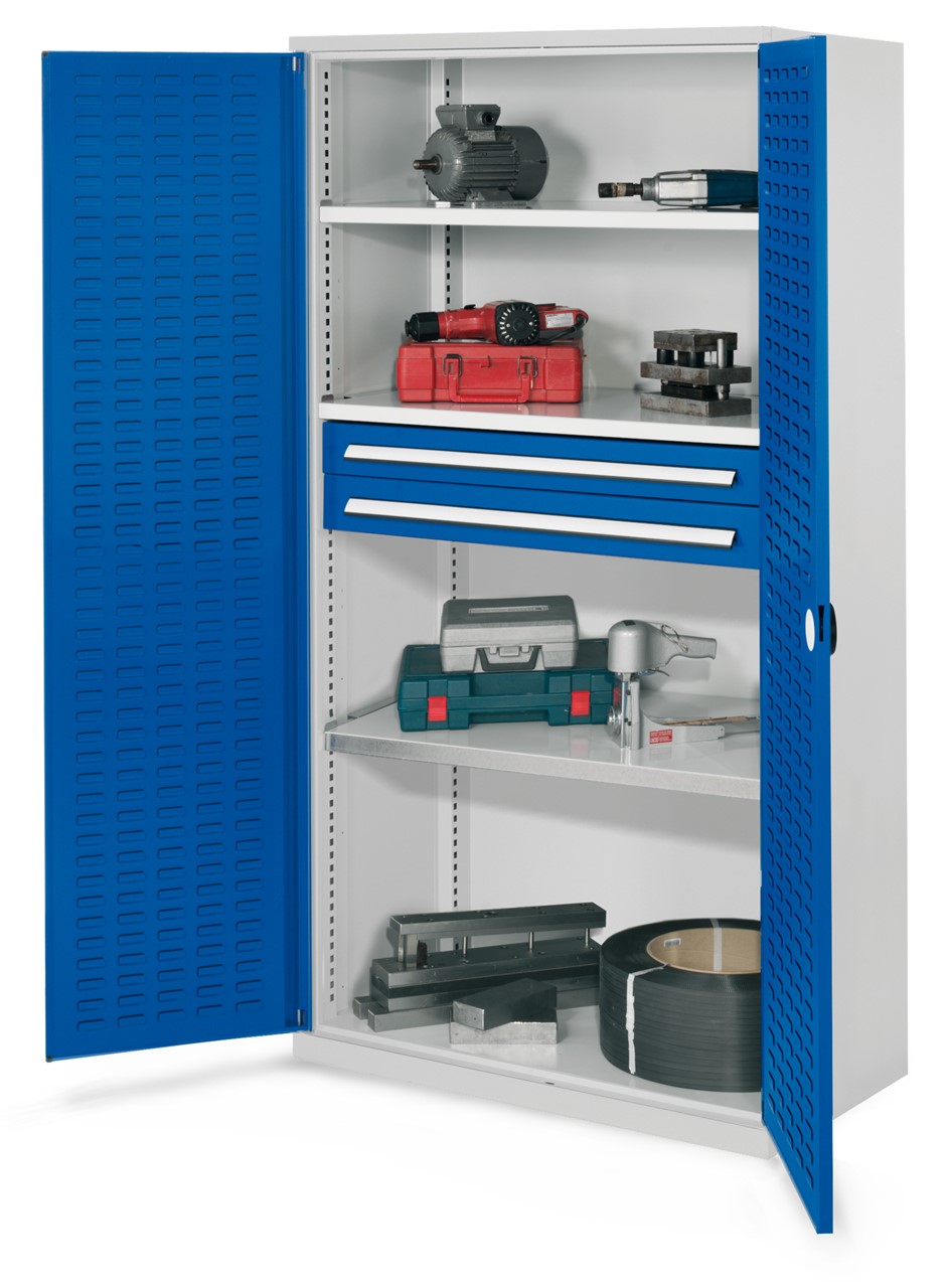 Schwerlastschrank 1950x1000x600 mm HxBxT, Schlitzplattentüren