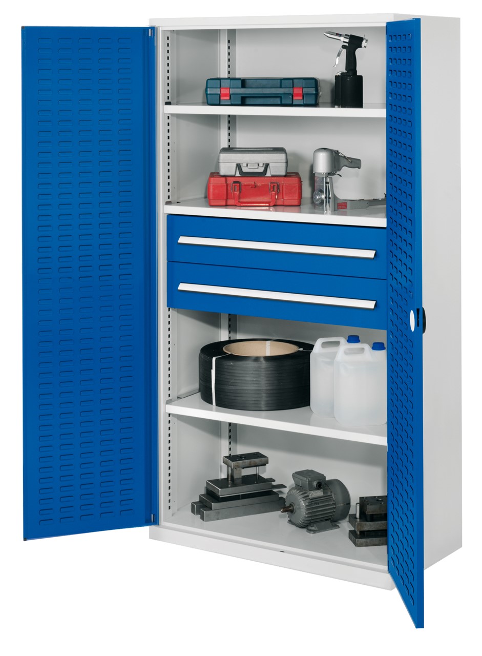 Schwerlastschrank 1950x1000x600 mm HxBxT, Schlitzplattentüren