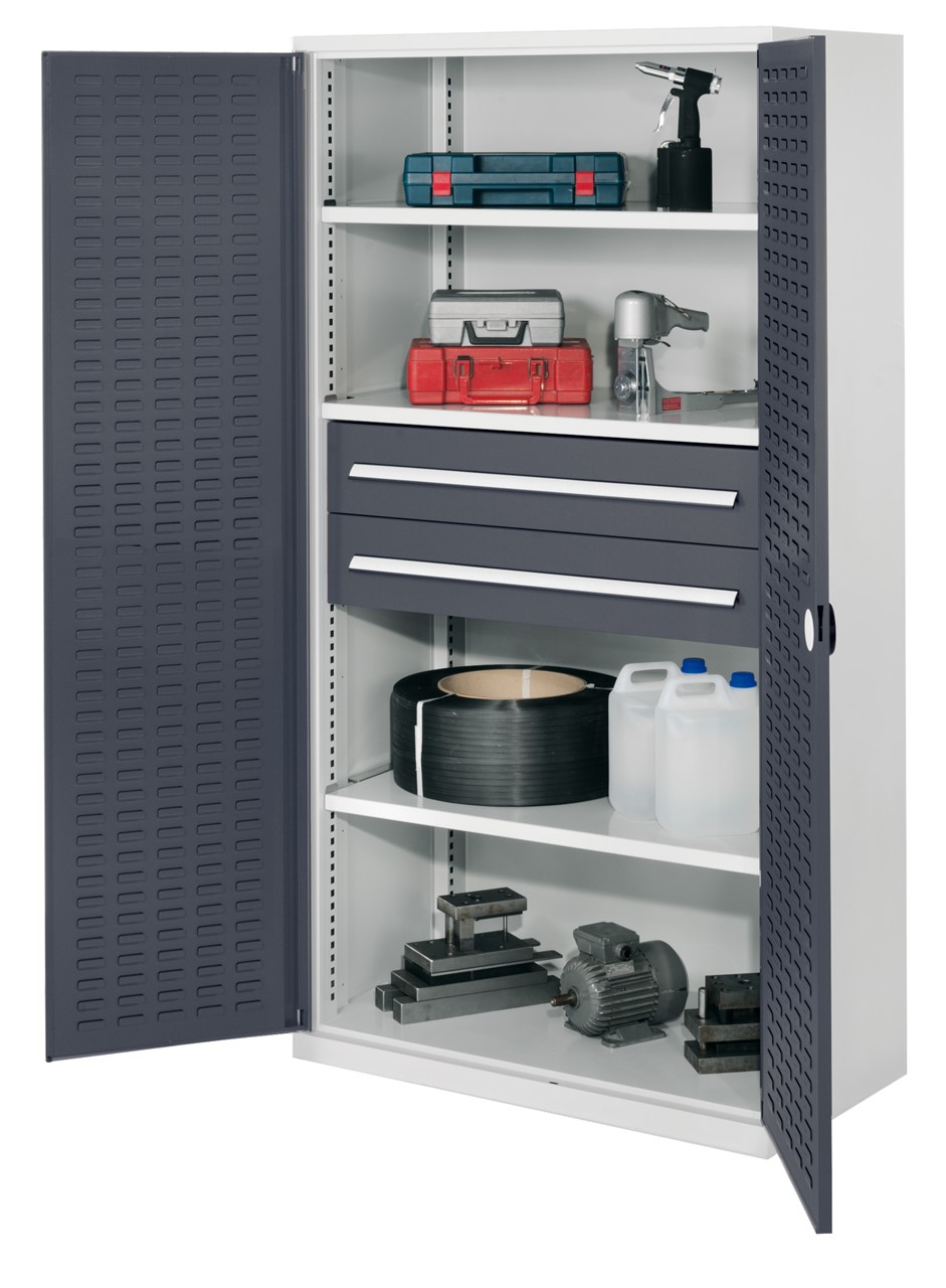 Schwerlastschrank 1950x1000x600 mm HxBxT, Schlitzplattentüren