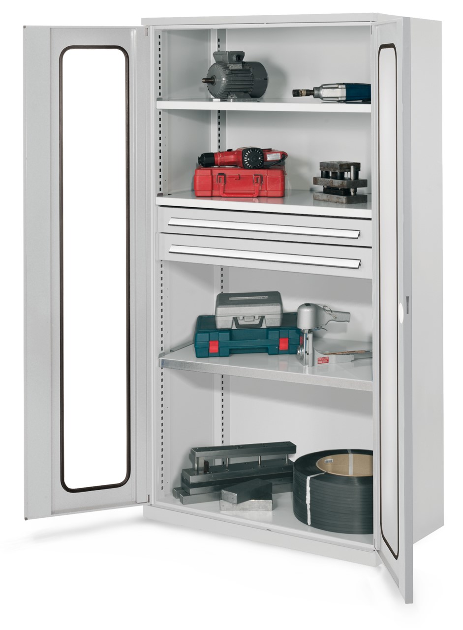 Schwerlastschrank 1950x1000x600 mm HxBxT, Sichtfenstertüren