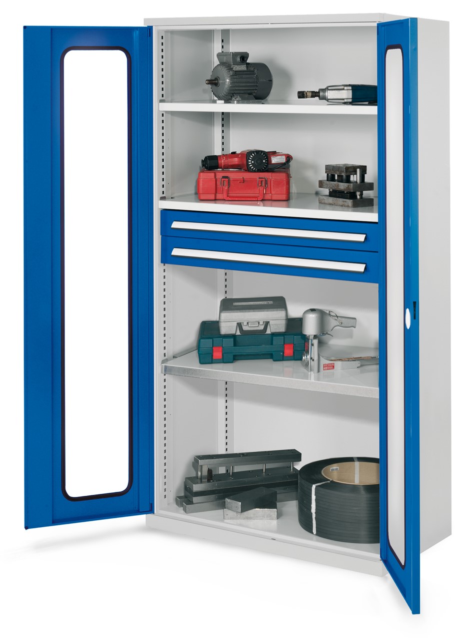 Schwerlastschrank 1950x1000x600 mm HxBxT, Sichtfenstertüren