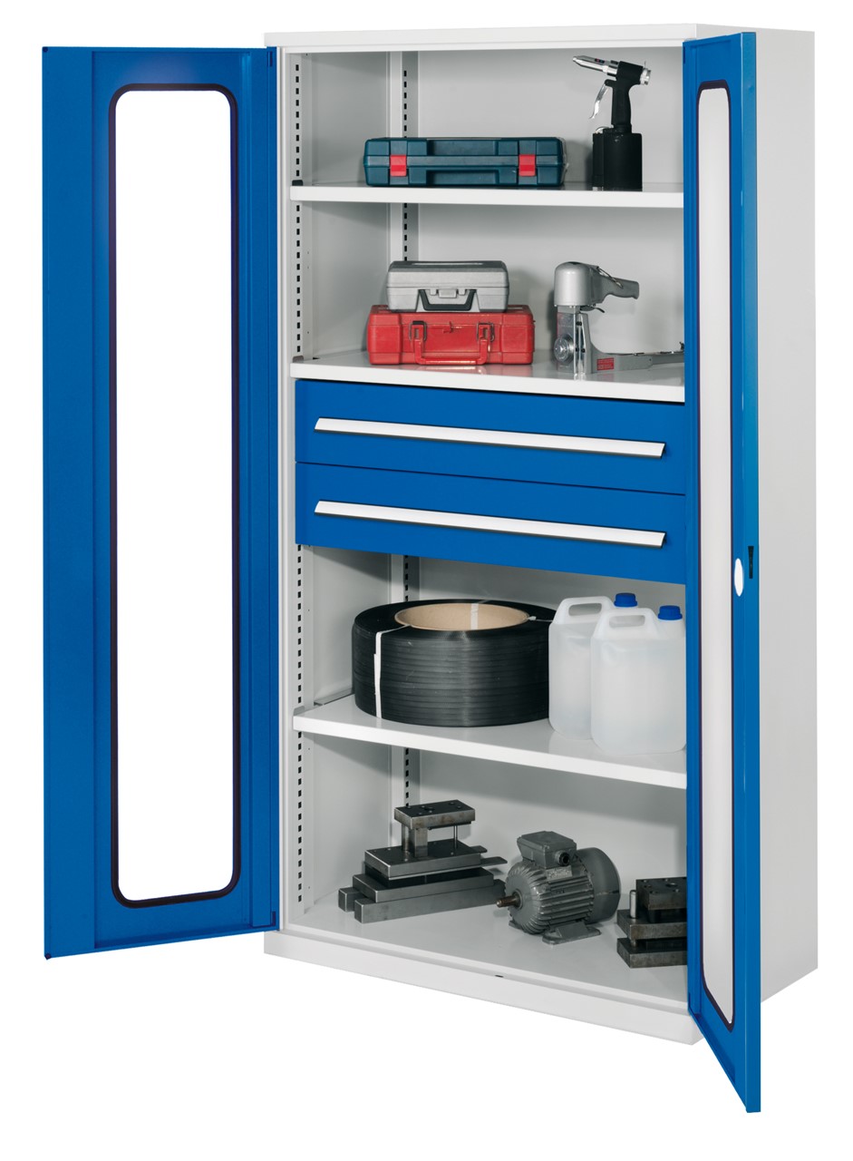 Schwerlastschrank 1950x1000x600 mm HxBxT, Sichtfenstertüren