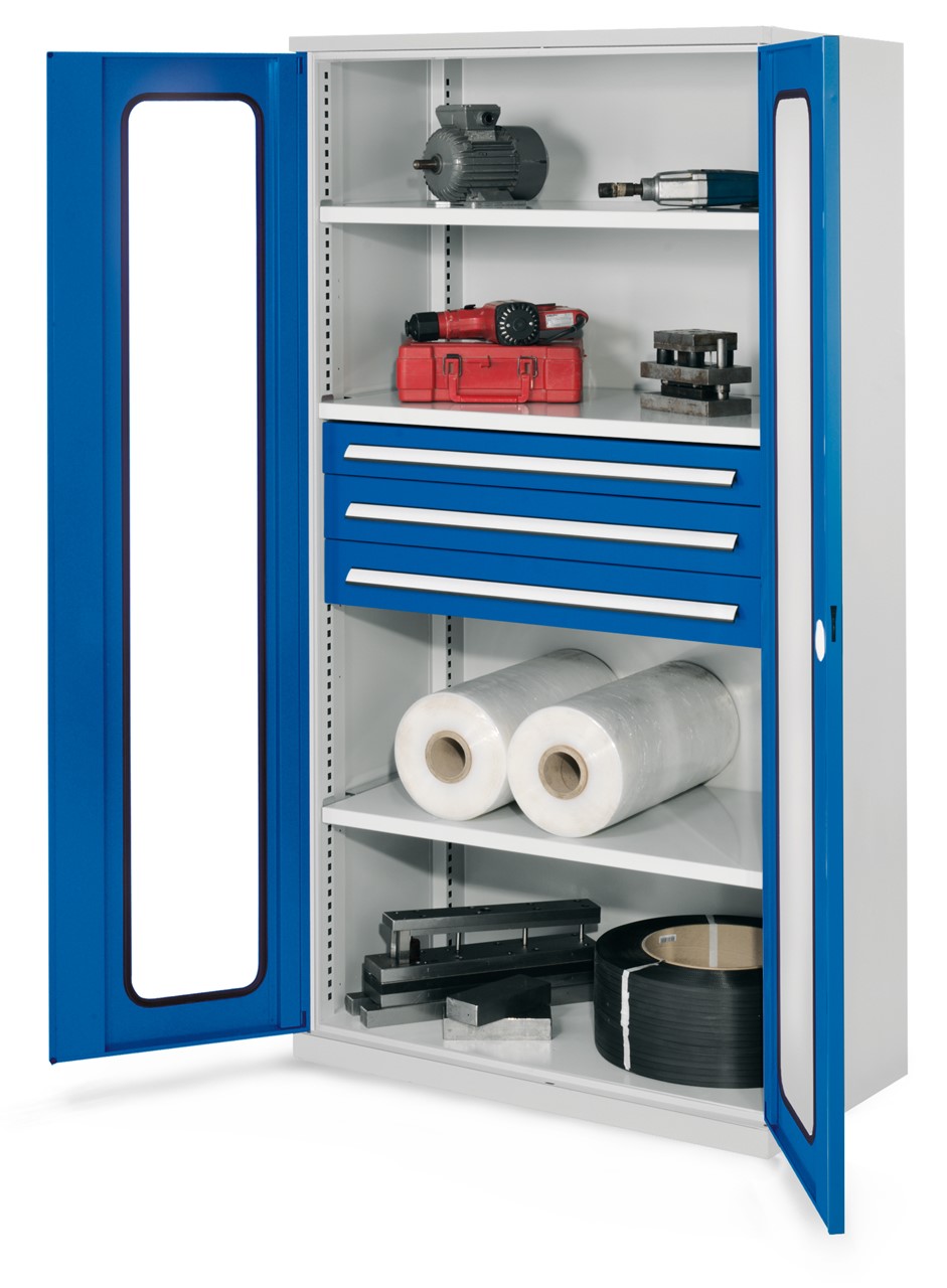 Schwerlastschrank 1950x1000x600 mm HxBxT, Sichtfenstertüren