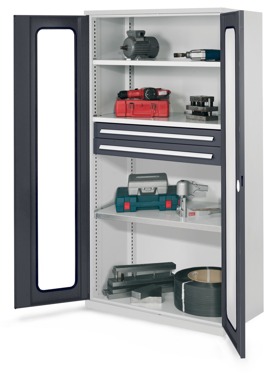 Schwerlastschrank 1950x1000x600 mm HxBxT, Sichtfenstertüren