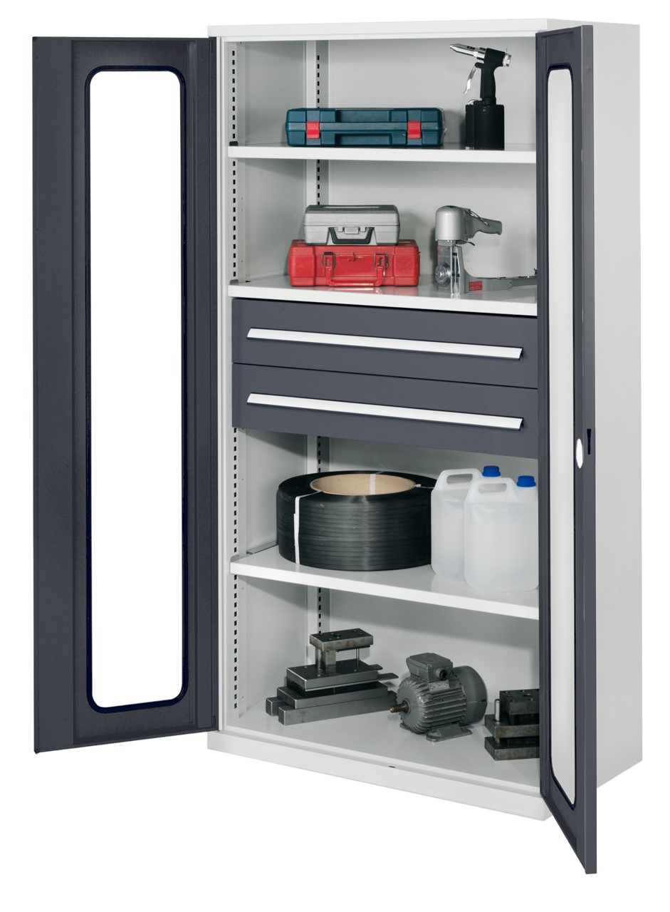 Schwerlastschrank 1950x1000x600 mm HxBxT, Sichtfenstertüren