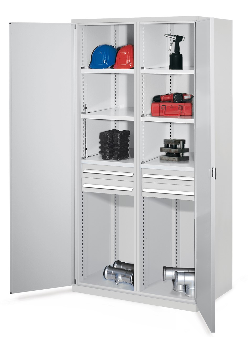 Schwerlastschrank mit Mitteltrennwand 1950x1000x600 mm HxBxT, Doppelwandtüren