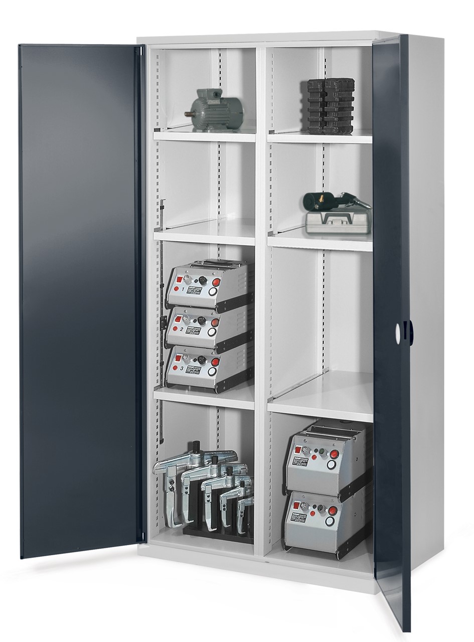 Schwerlastschrank mit Mitteltrennwand 1950x1000x600 mm HxBxT, Doppelwandtüren