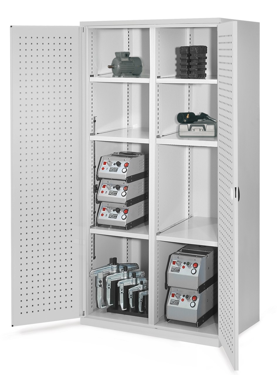 Schwerlastschrank mit Mitteltrennwand 1950x1000x600 mm HxBxT, Lochplattentüren