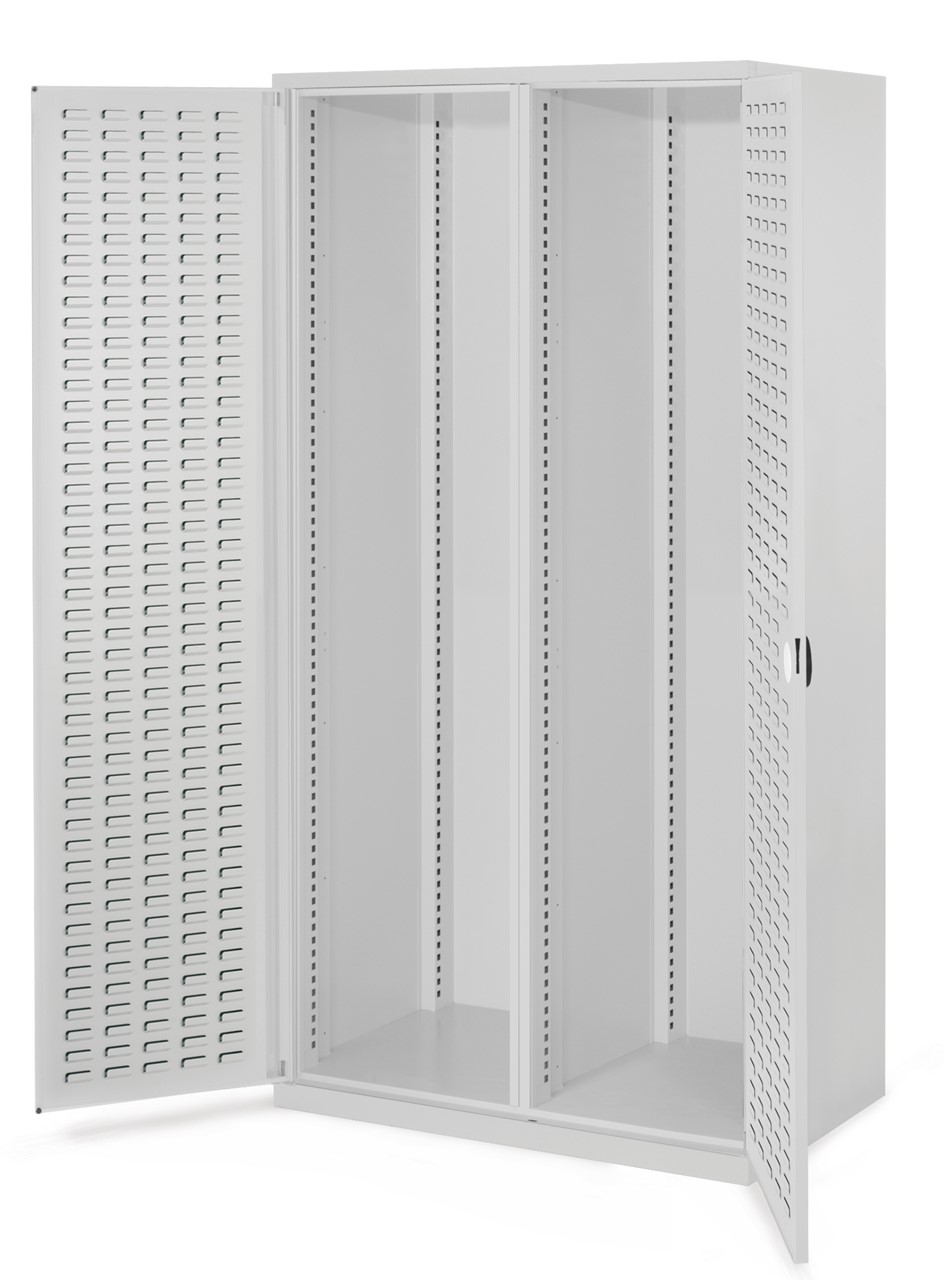Schwerlastschrank mit Mitteltrennwand 1950x1000x600 mm HxBxT, Schlitzplattentüren