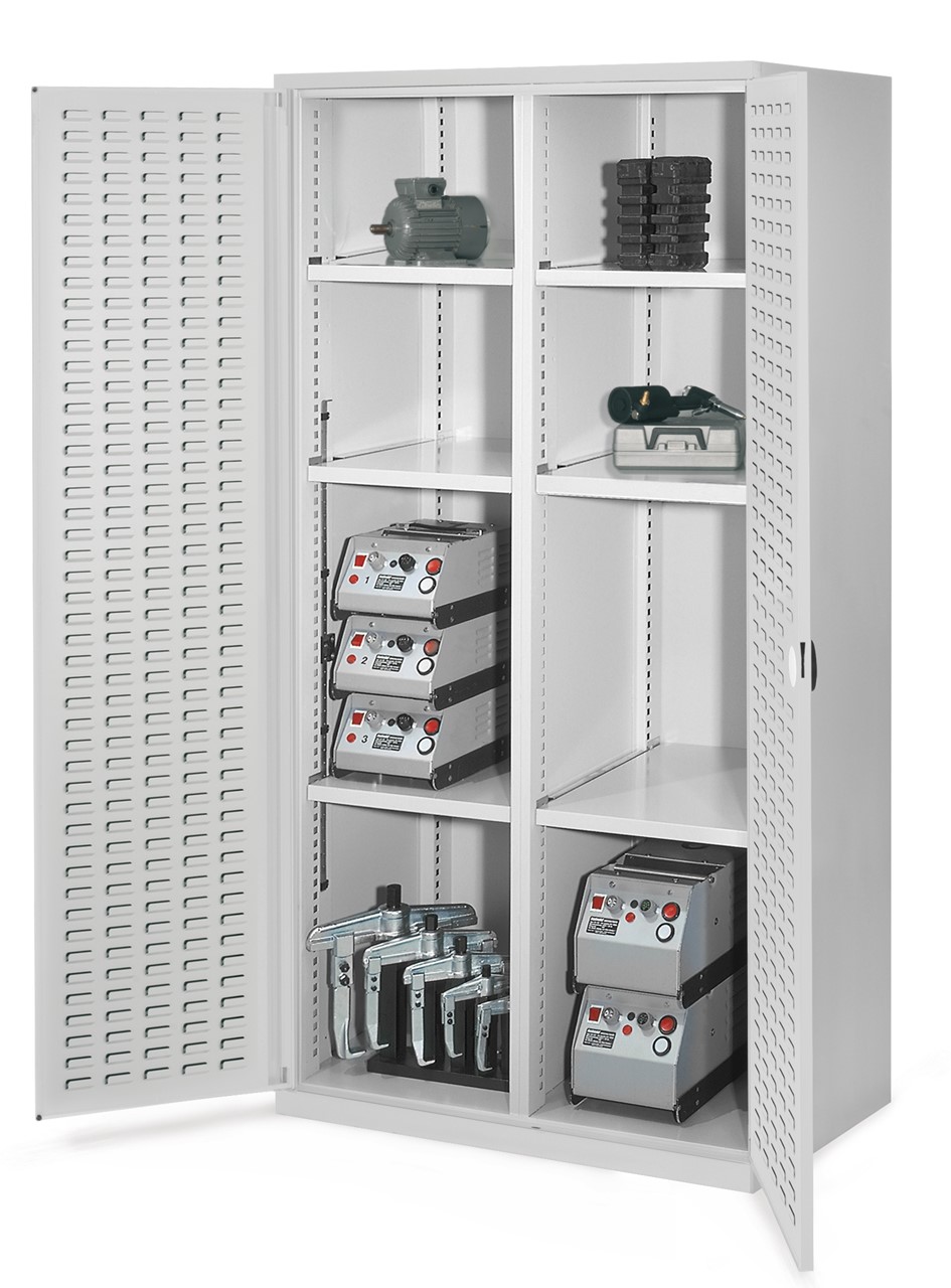 Schwerlastschrank mit Mitteltrennwand 1950x1000x600 mm HxBxT, Schlitzplattentüren