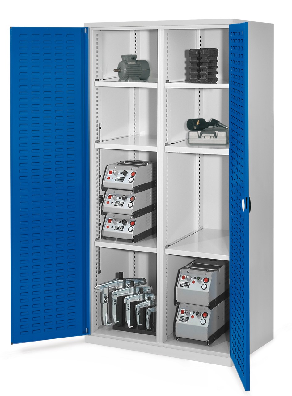 Schwerlastschrank mit Mitteltrennwand 1950x1000x600 mm HxBxT, Schlitzplattentüren