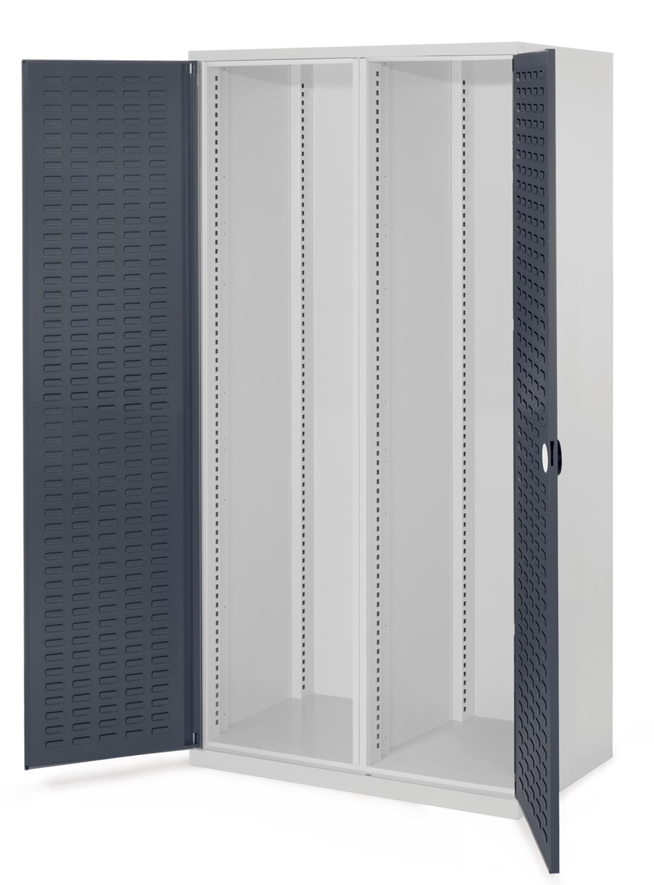 Schwerlastschrank mit Mitteltrennwand 1950x1000x600 mm HxBxT, Schlitzplattentüren