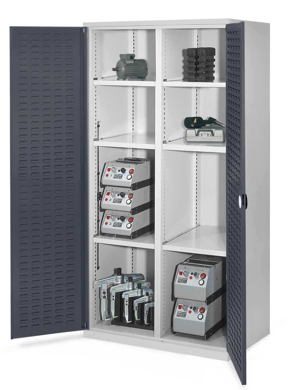 Schwerlastschrank mit Mitteltrennwand 1950x1000x600 mm HxBxT, Schlitzplattentüren