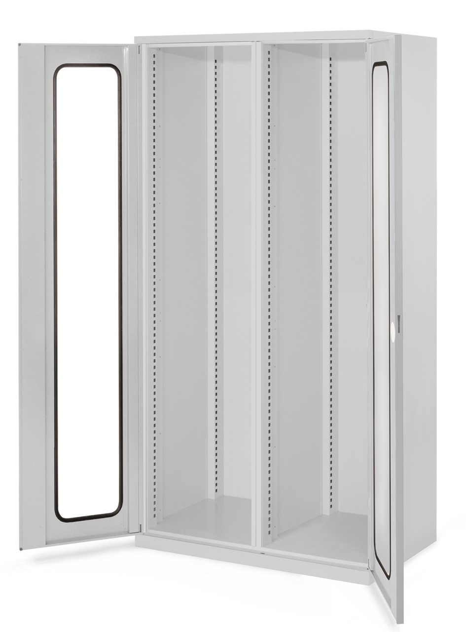 Schwerlastschrank mit Mitteltrennwand 1950x1000x600 mm HxBxT, Sichtfenstertüren