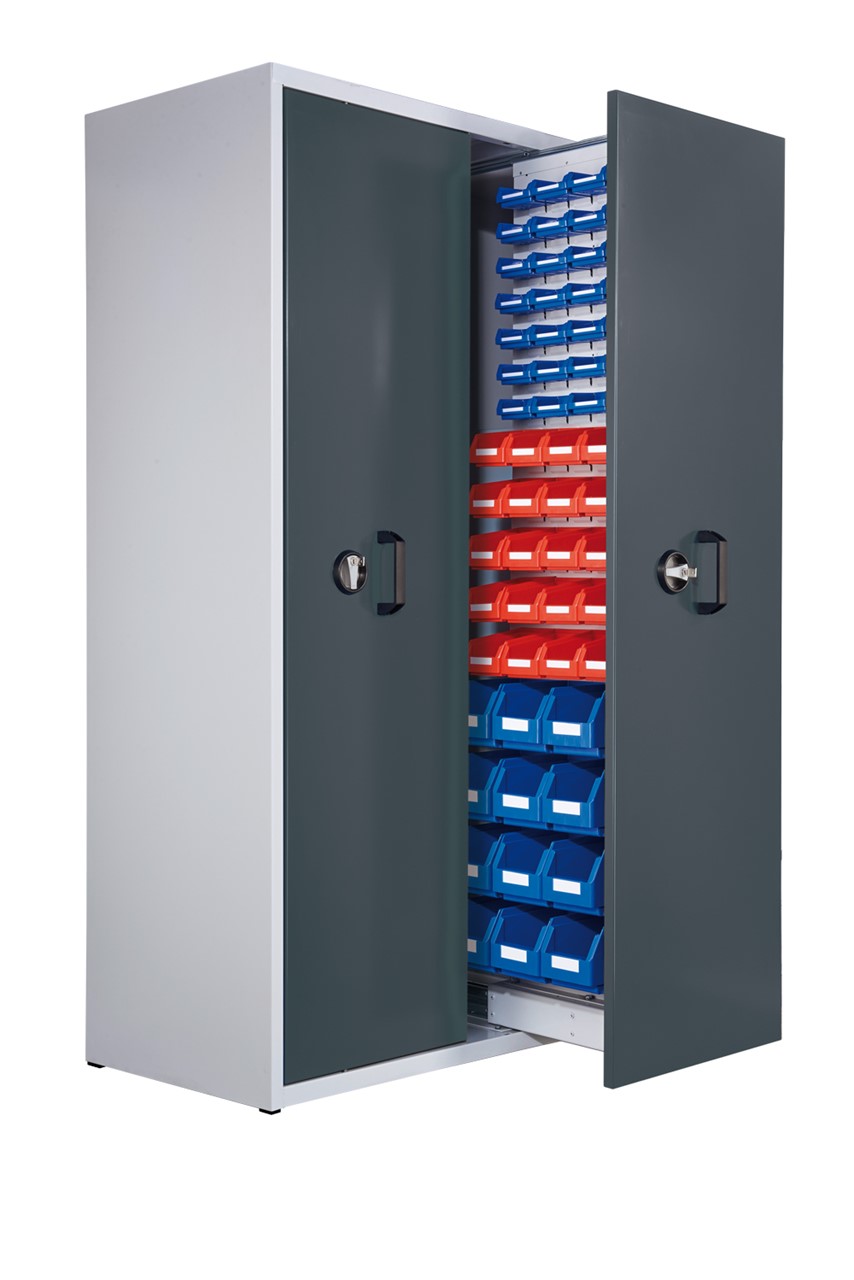 Zugwagenschrank, 2 Auszüge, 2000x1100x600 mm HxBxT, mit Schlitzplatte