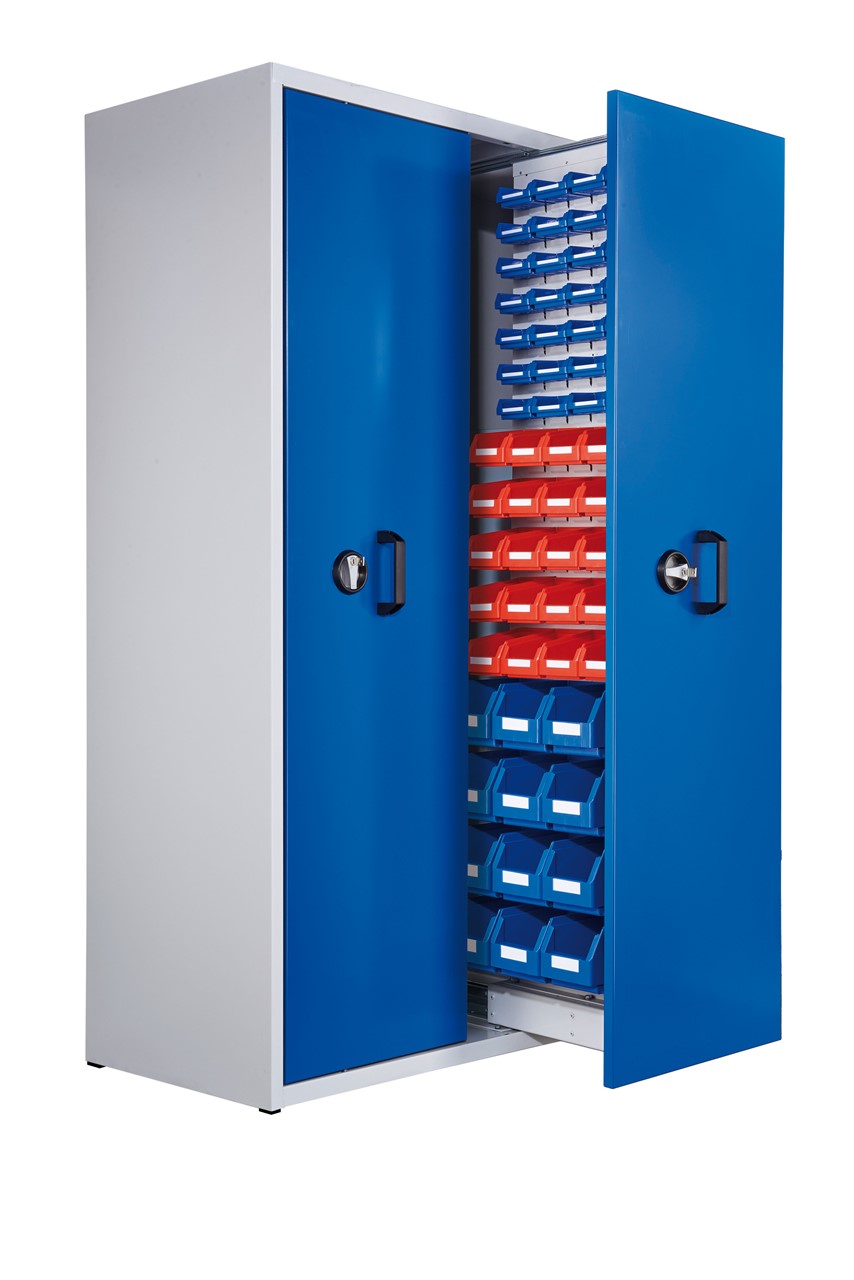 Zugwagenschrank, 2 Auszüge, 2000x1100x600 mm HxBxT, mit Schlitzplatte