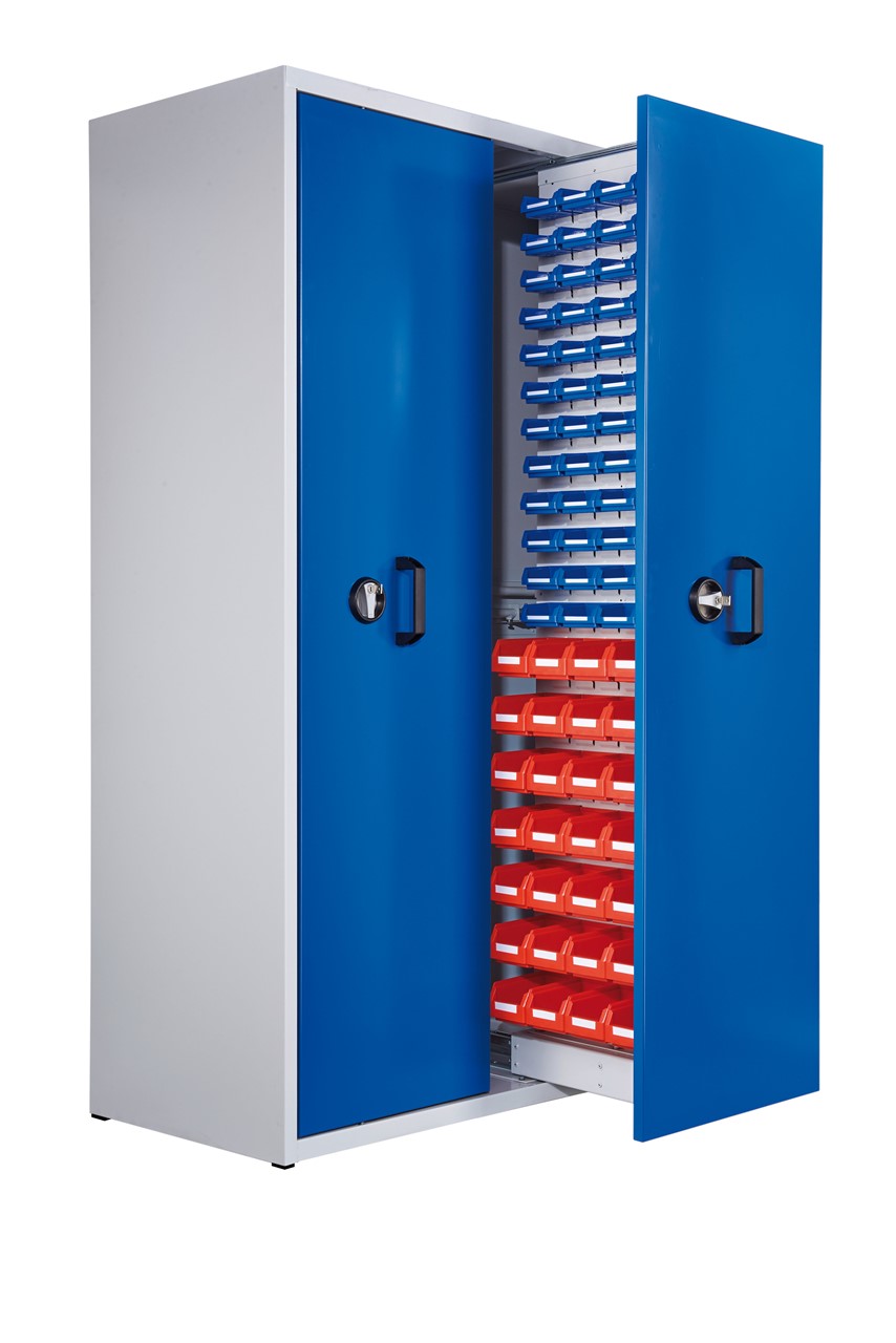 Zugwagenschrank, 2 Auszüge, 2000x1100x600 mm HxBxT, mit Schlitzplatte