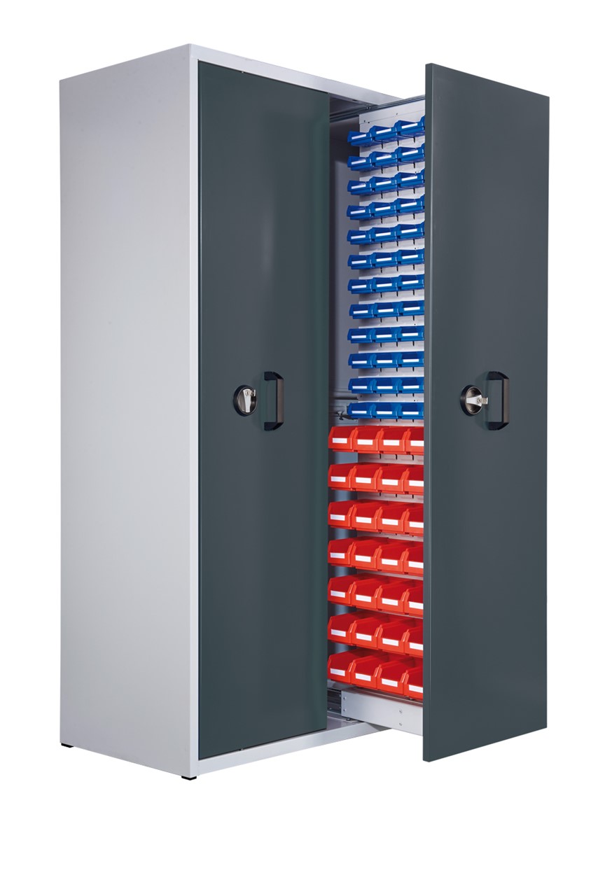 Zugwagenschrank, 2 Auszüge, 2000x1100x600 mm HxBxT, mit Schlitzplatte