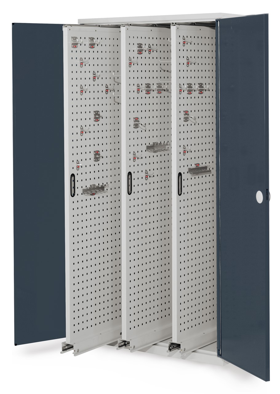 Vertikalschrank 1950x1000x600 mm HxBxT, 3 Auszüge, Korpus RAL 7035 lichtgrau, Türen RAL 7016 anthrazitgrau