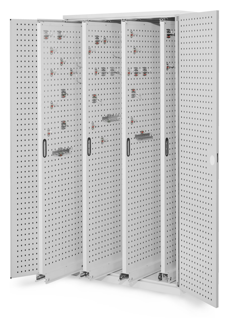 Vertikalschrank 1950x1000x600 mm HxBxT, 4 Auszüge, Korpus RAL 7035 lichtgrau, Türen RAL 7035 lichtgrau