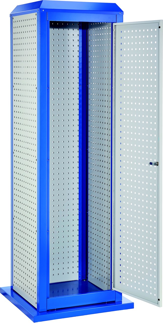 Tooltower, 2015x700x700 mm HxBxT, mit 3 aussenliegenden Lochplatten und 1 Lochplattentüre, ganze Höhe