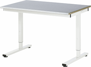 Arbeitstisch Serie RHE, B 1250 x T 800 x H 740-1040 mm, Stahlblechbelag-Platte 25 mm