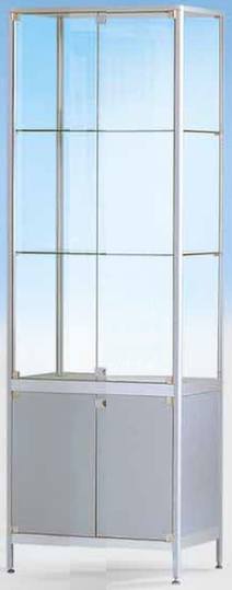 Säulenvitrine 1950x500x500 mm HxBxT mit 5-seitiger ESG-Verglasung, eckige Profile