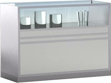 Thekenmodul 1/3 verglast, 900x1200x600 HxLxT, gerade Form