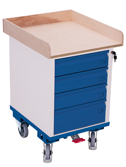 Werkstattwagen, 4 Schubladen 575x660x905 mm BxTxH