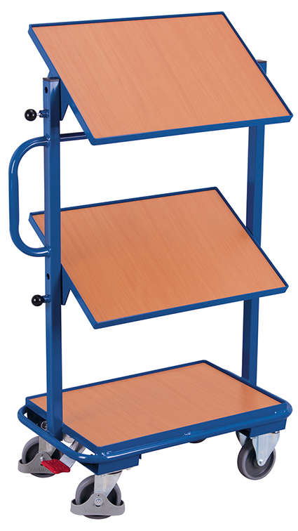 Beistellwagen neigbar 815x455x1185 mm BxTxH mit Holzböden