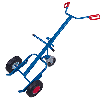 Fasskarre mit Stützlenkrolle 735x1445 mm BxT. Vollgummireifen