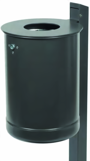 Abfallbehälter mit Pfosten, Inhalt 35 Liter, feuerverzinkt, zum einbetonieren
