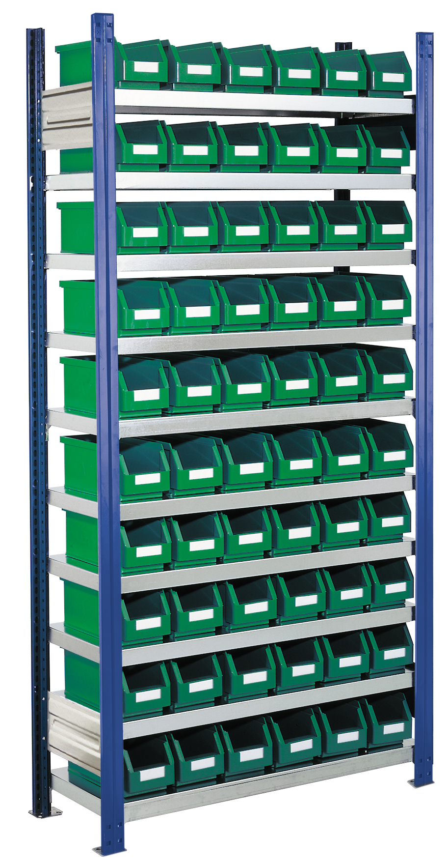 Sichtlagerkästen-Grundregal, Modell 10, Profile RAL 5010 enzianblau