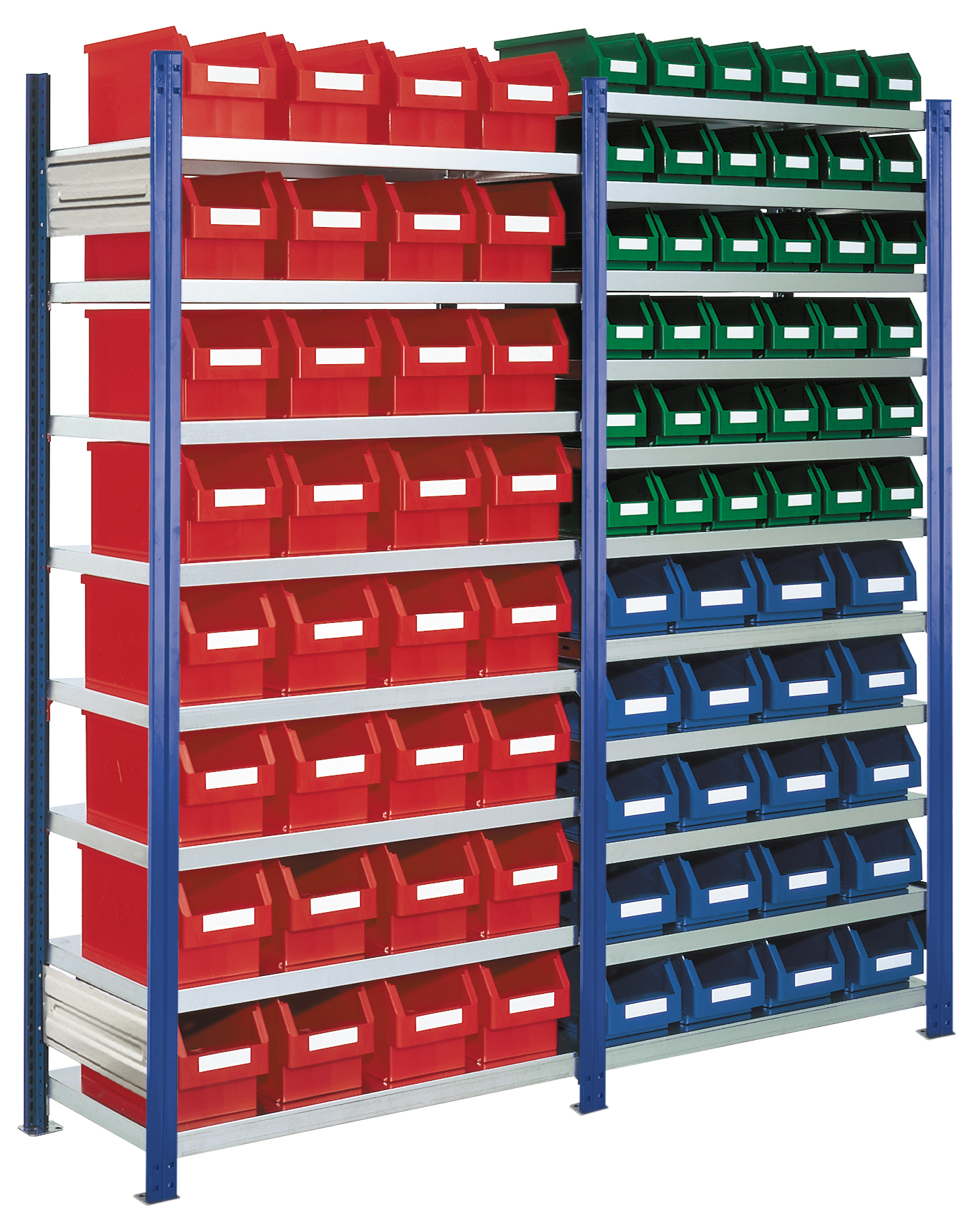 Sichtlagerkästen Grund-/Anbauregal, Modell 16, Profile RAL 5010 enzianblau