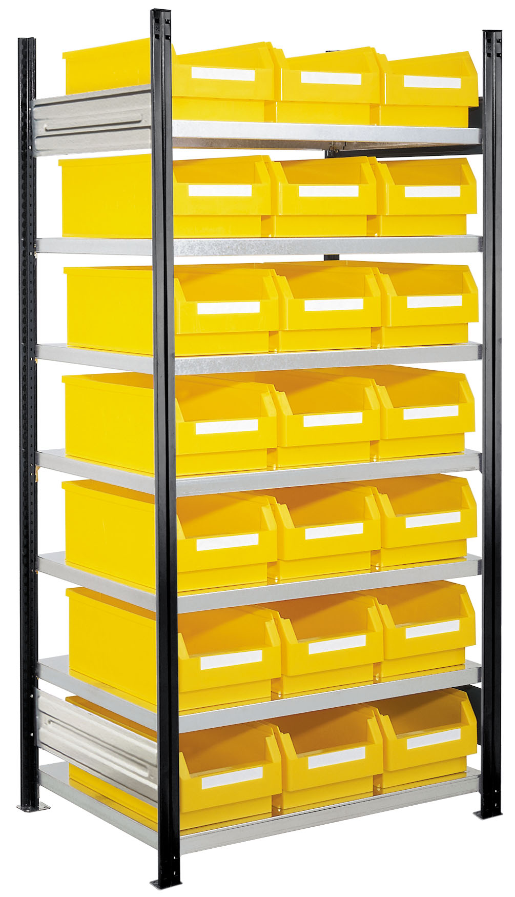 Sichtlagerkästen-Grundregal, Modell 15, Profile RAL 7016 anthrazitgrau