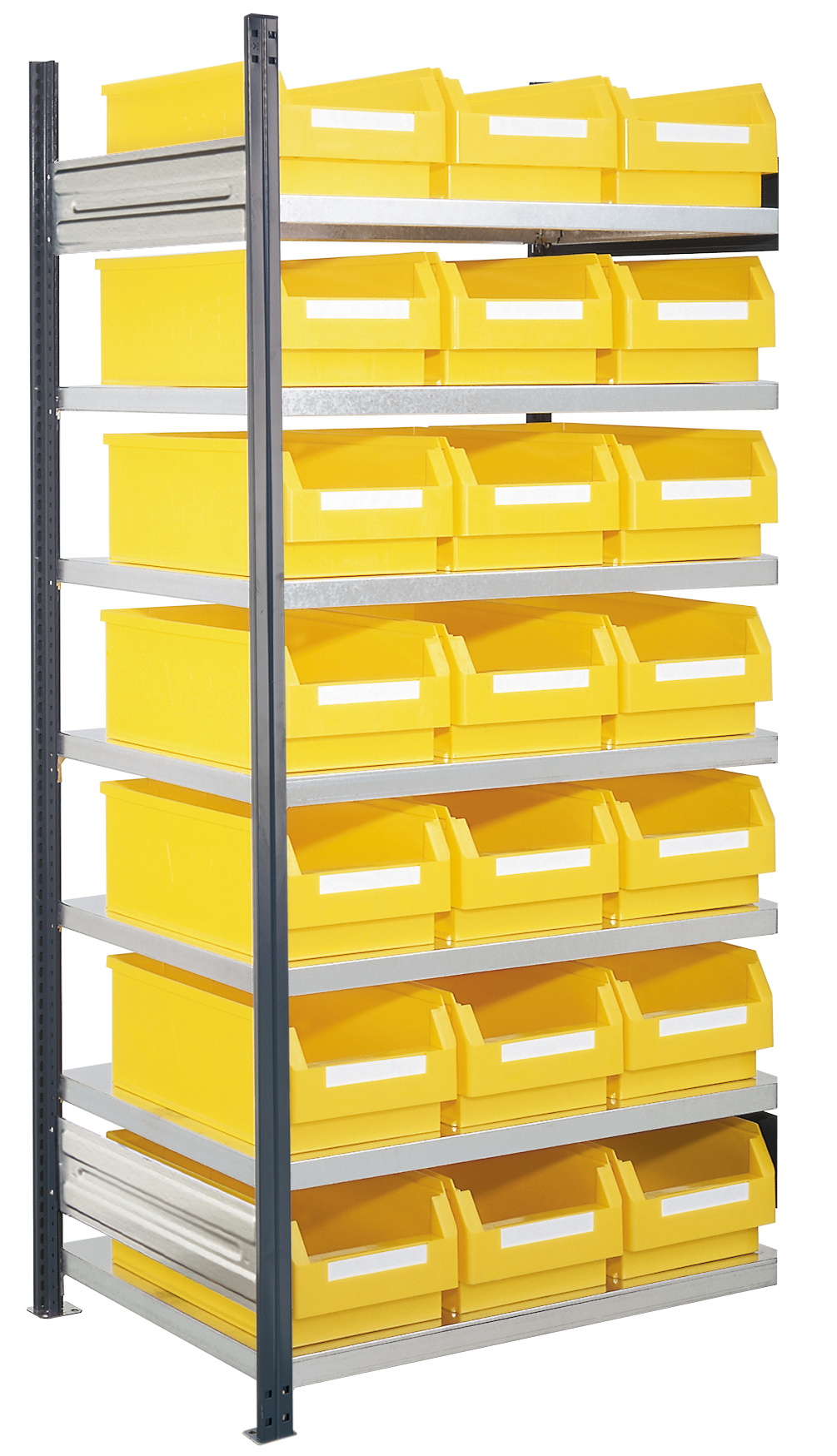 Sichtlagerkästen-Anbauregal, Modell 15, Profile RAL 7016 anthrazitgrau