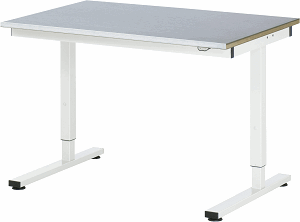 Arbeitstisch Serie RHE, B 1250 x T 800 x H 740-1040 mm, Stahlblechbelag-Platte 25 mm