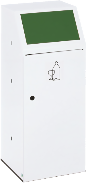 Wertstoffsammler Typ WSG 69, Korpus weiss (9016), Klappe grün (6001), für 110 Liter Säcke