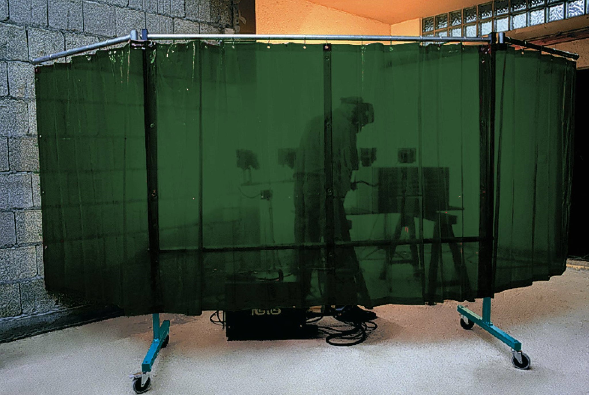 Schutzvorhang fahrbar dunkelgrün