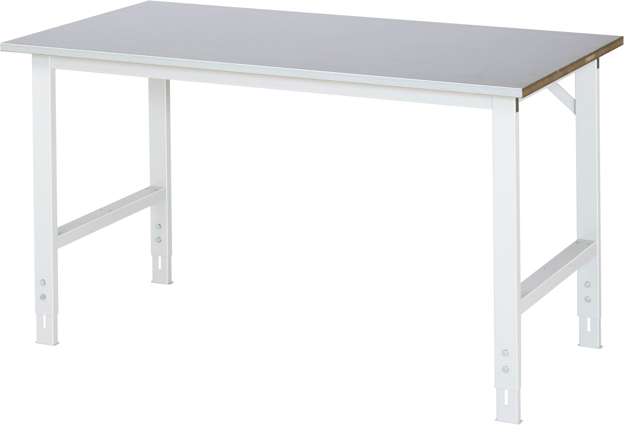 Arbeitstisch, B 1500 x T 800 x H 760-1080 mm, Stahlblechbelag-Platte 25 mm