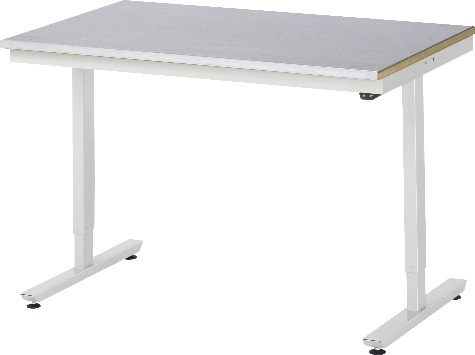 Arbeitstisch 1250x800x720-1120 mm BxTxH mit Stahlblechbelag-Platte 25 mm (Stahlblechauflage 1.5 mm verzinkt)