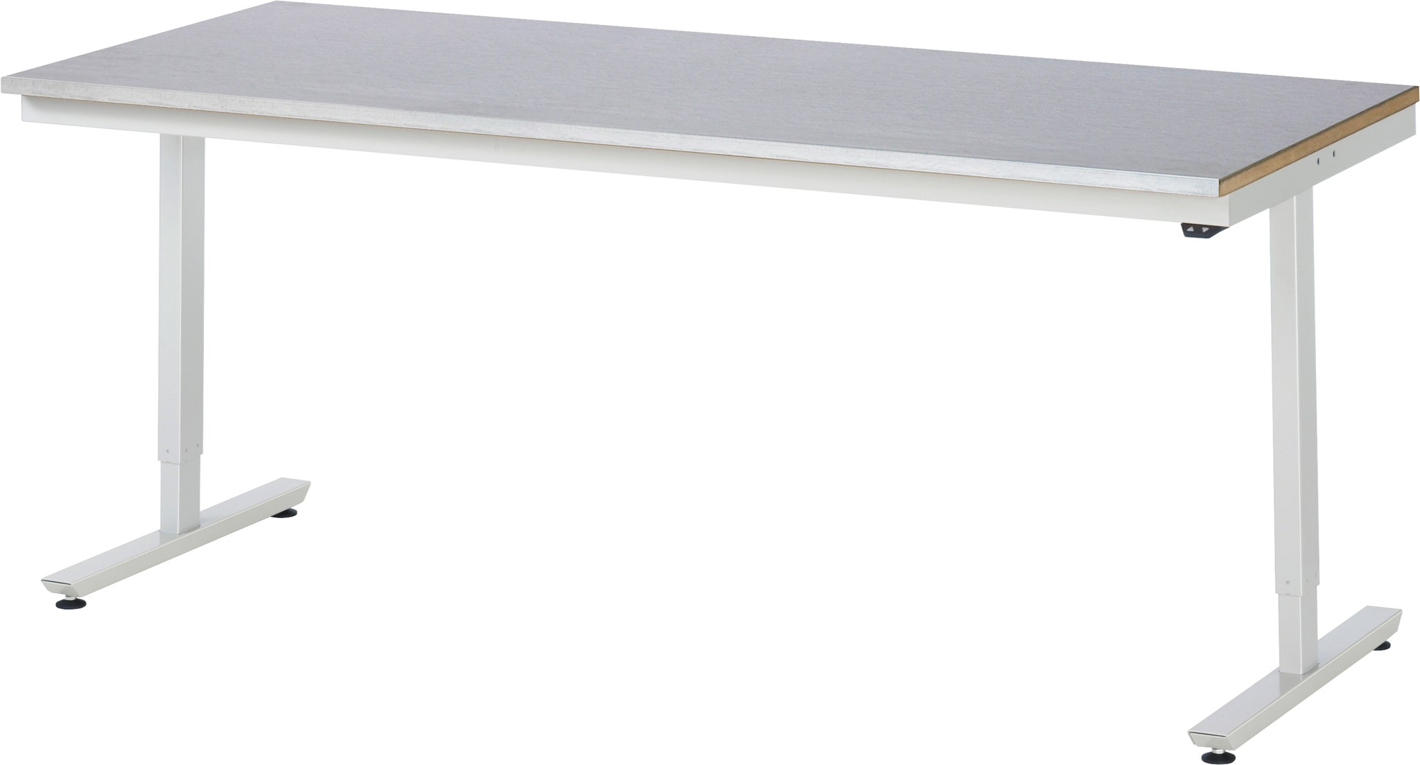 Arbeitstisch 2000x800x720-1120 mm BxTxH mit Stahlblechbelag-Platte 25 mm (Stahlblechauflage 1.5 mm verzinkt)