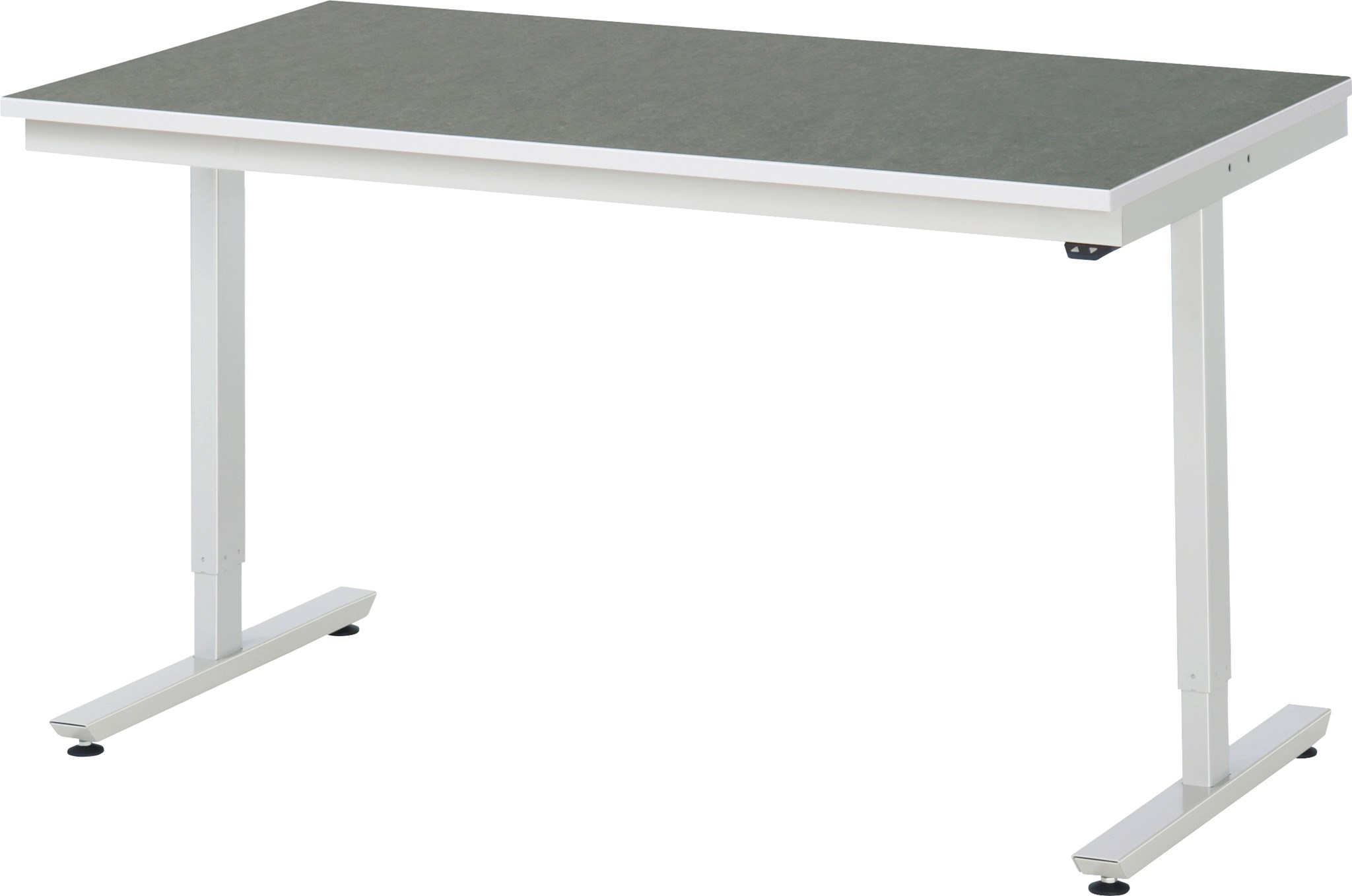 Arbeitstisch 1500x800x720-1120 mm BxTxH mit Linoleum-Platte 25 mm (2 mm Linoleumbelag)