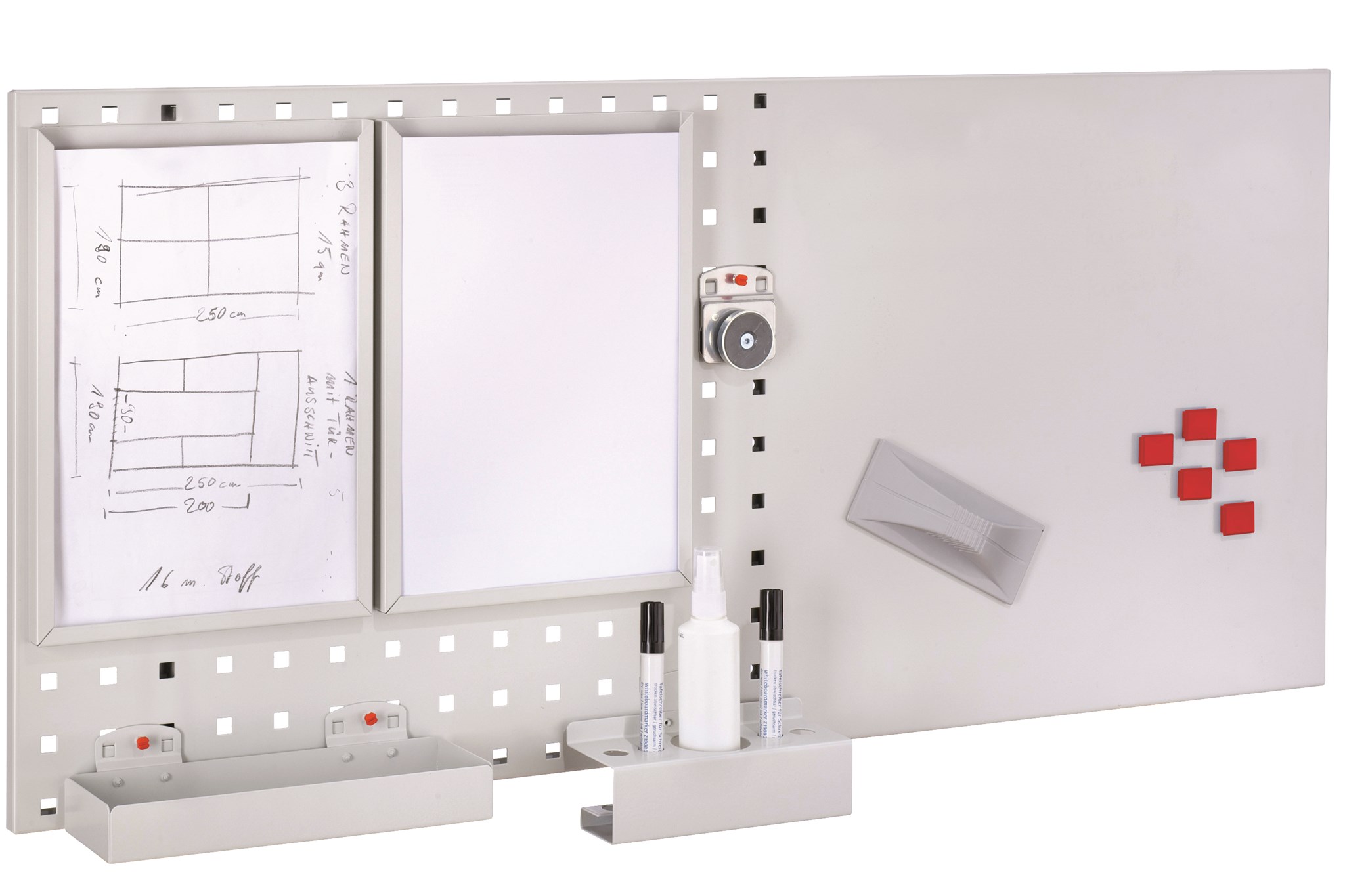 Office Set 4, 1 x Loch-/Magnetplatte RAL 7035 lichtgrau