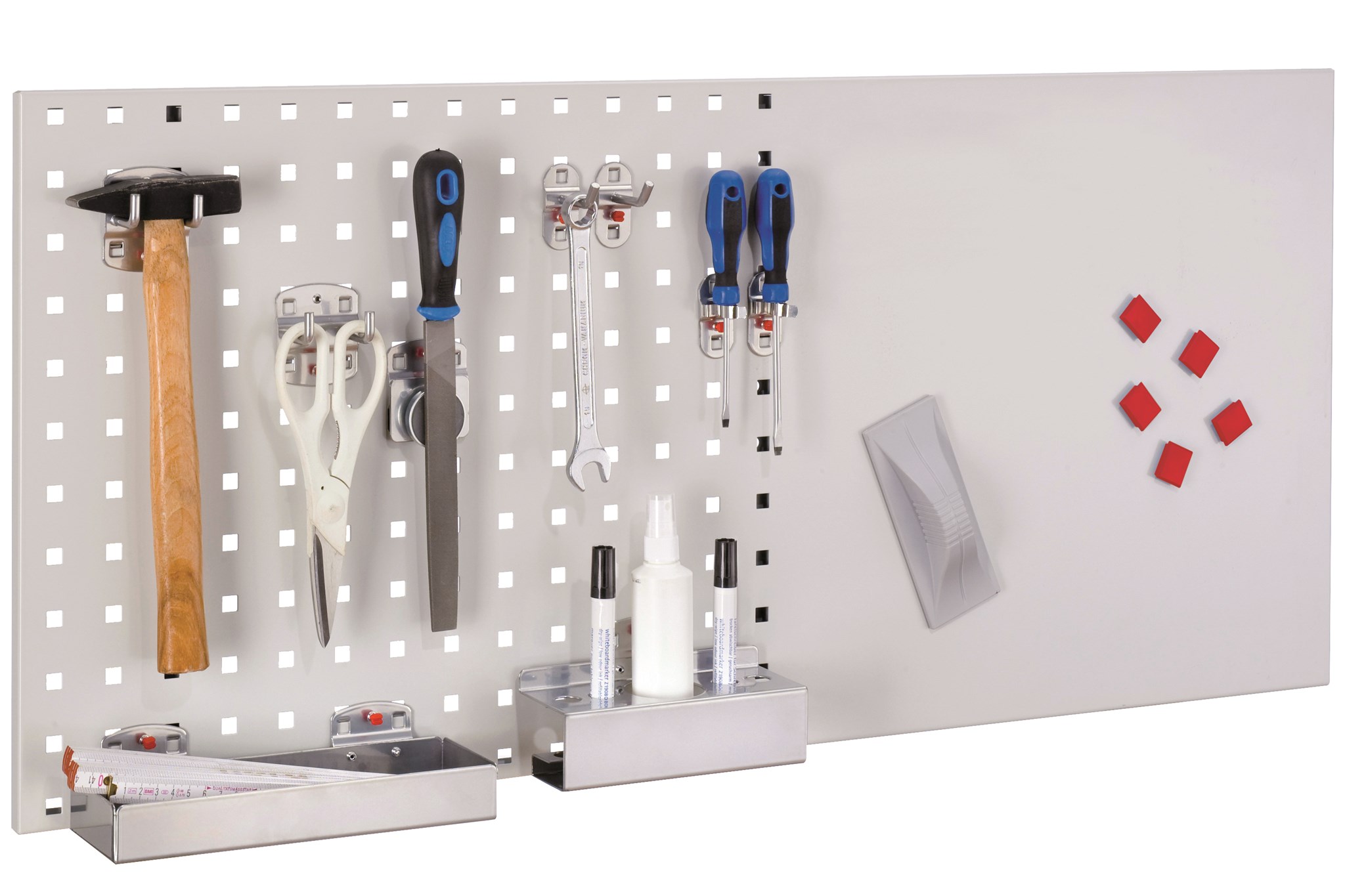 Lager-Set 1, 1 x Loch-/Magnetplatte 450x1000 mm BxL, RAL 7035 lichtgrau